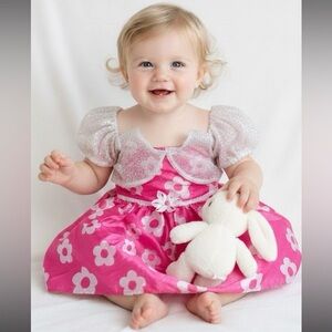 George Pink Easter Dress girl size 24 months toddler white flower kids party